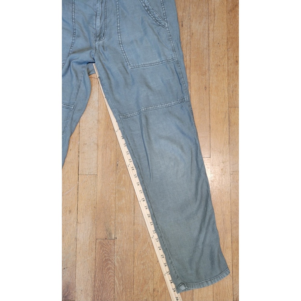 American Eagle Womens 6 Linen Blend Utility Pants Sage Green Relaxed Straight - Picture 3 of 11